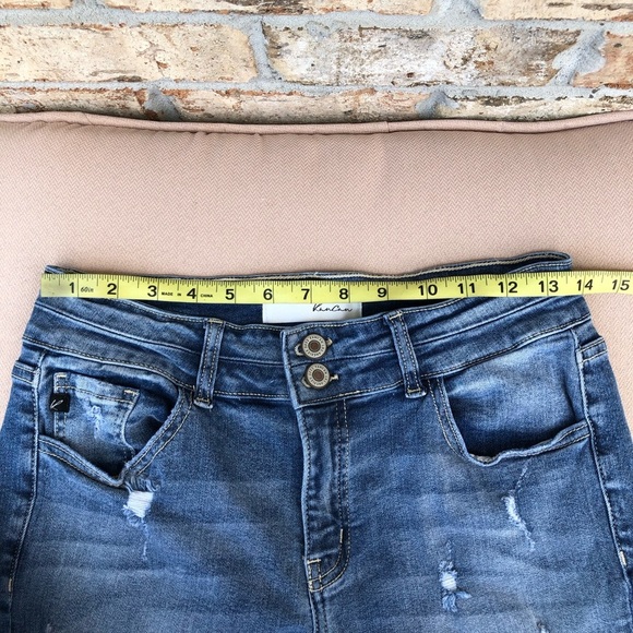 Kancan Style KC8448M Distressed Ripped Raw Hem Mid Rise Medium Wash jeans 26 - Picture 11 of 16